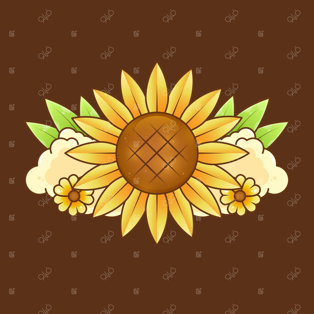 طراحی آفتابگردان با لوگو و طرح زینتی باغ