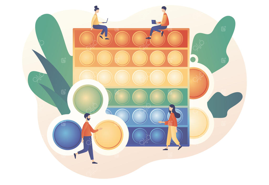 اسباب‌بازی‌های ضد استرس: پاپ‌ایت و سیمپل دیمپل. فینجت حسی مد روز. بازی افراد کوچک با اسباب‌بازی‌های رنگارنگ دستی