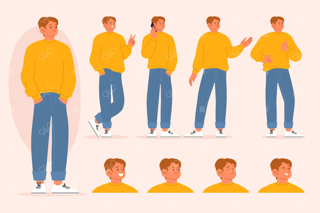 تصویرسازی از حالت‌های مختلف شخصیت‌های ساده