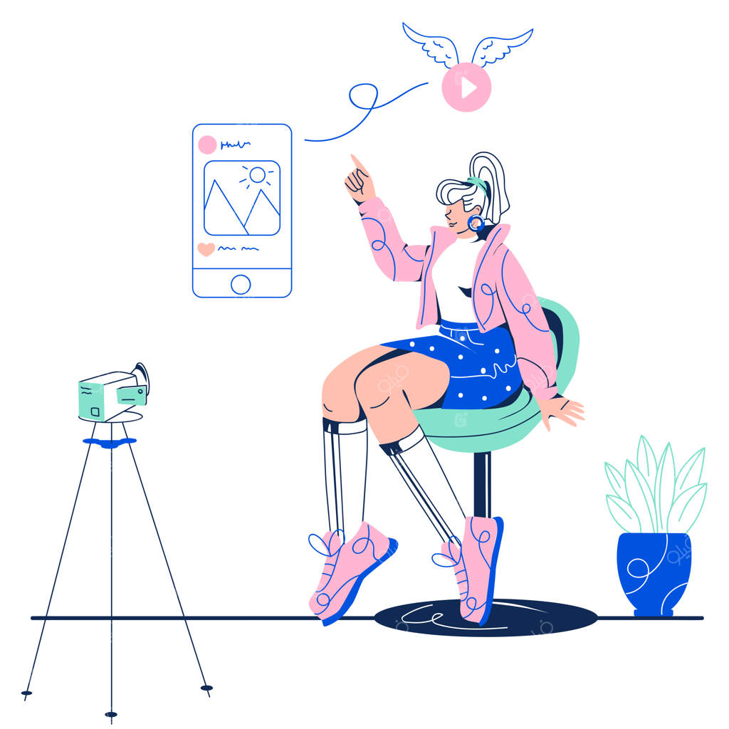 اینفلوئنسر زن در حال بازاریابی ویدئویی