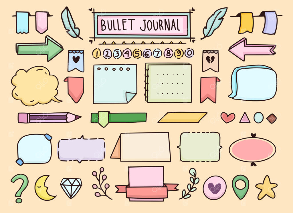 ست طرح‌های دودل برای بولت ژورنال و پلنر: بنرها و یادداشت‌ها برای بولت ژورنال و پلنر