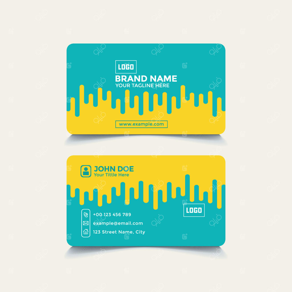 قالب کارت ویزیت خلاقانه با طراحی آبی و زرد