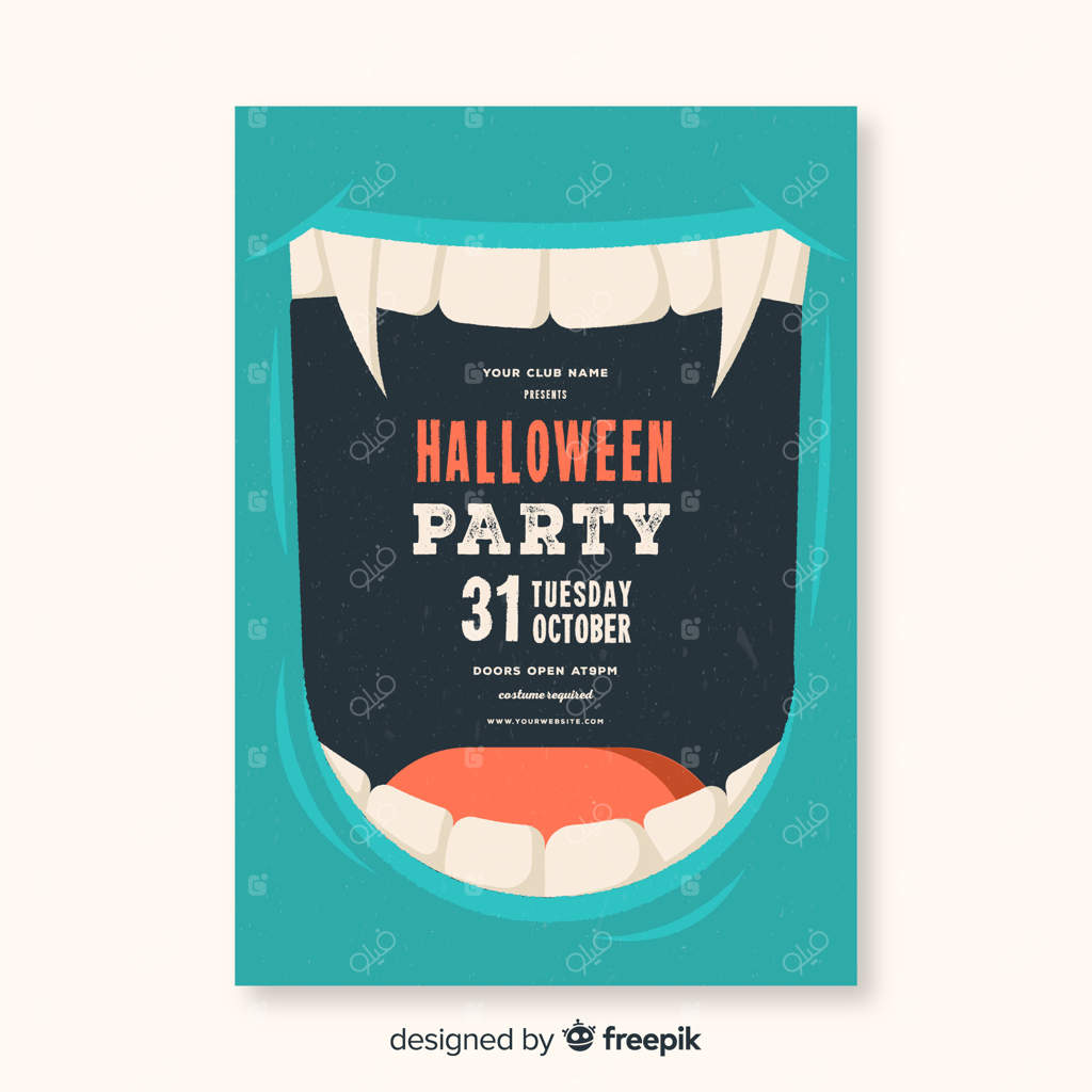 پوستر جشن هالووین مدرن با طراحی تخت