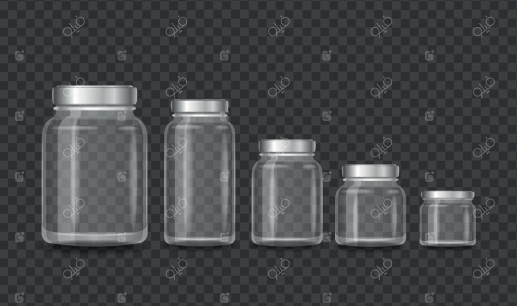 مجموعه‌ای از شیشه‌های متنوع و واقع‌گرایانه سه‌بعدی. وکتور