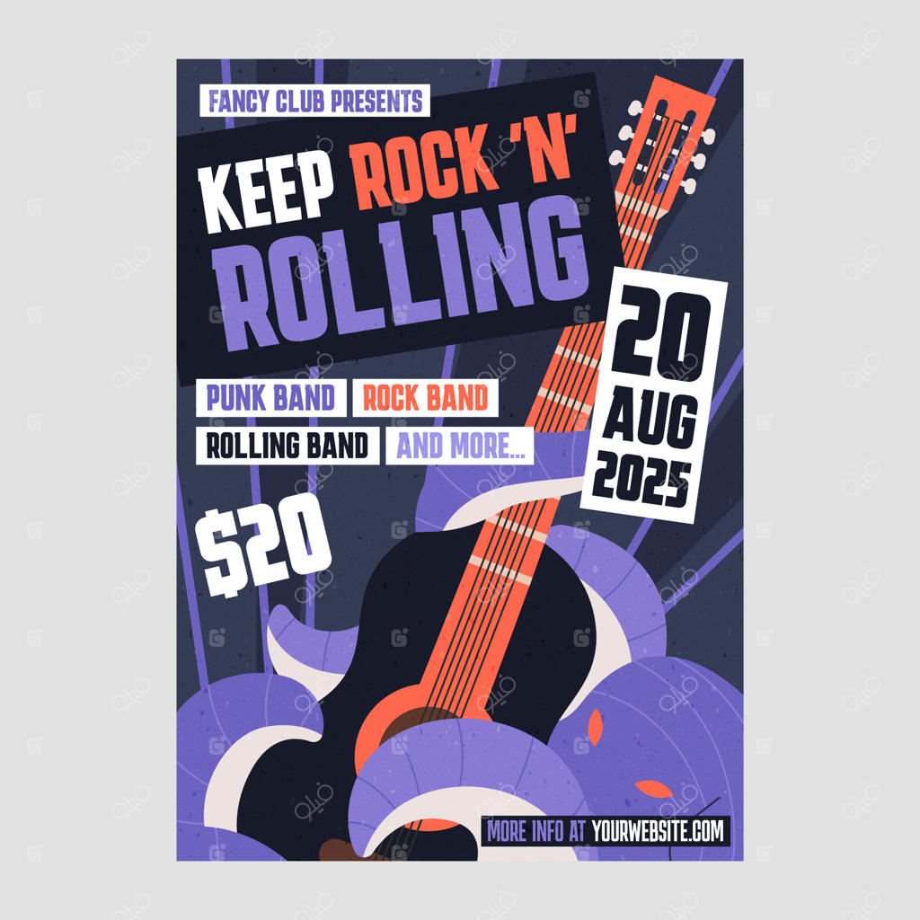 الگوی پوستر دست‌ساز گروه موسیقی