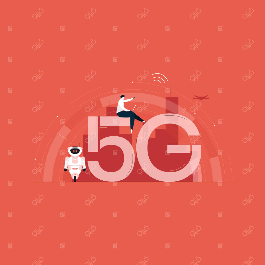 تاجر در حال کار با رابط پیشرفته 5G