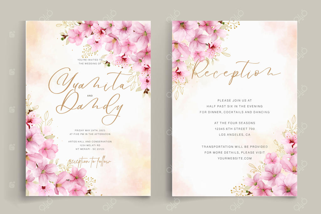 پترن کارت دعوت جشن شکوفه‌های گیلاس