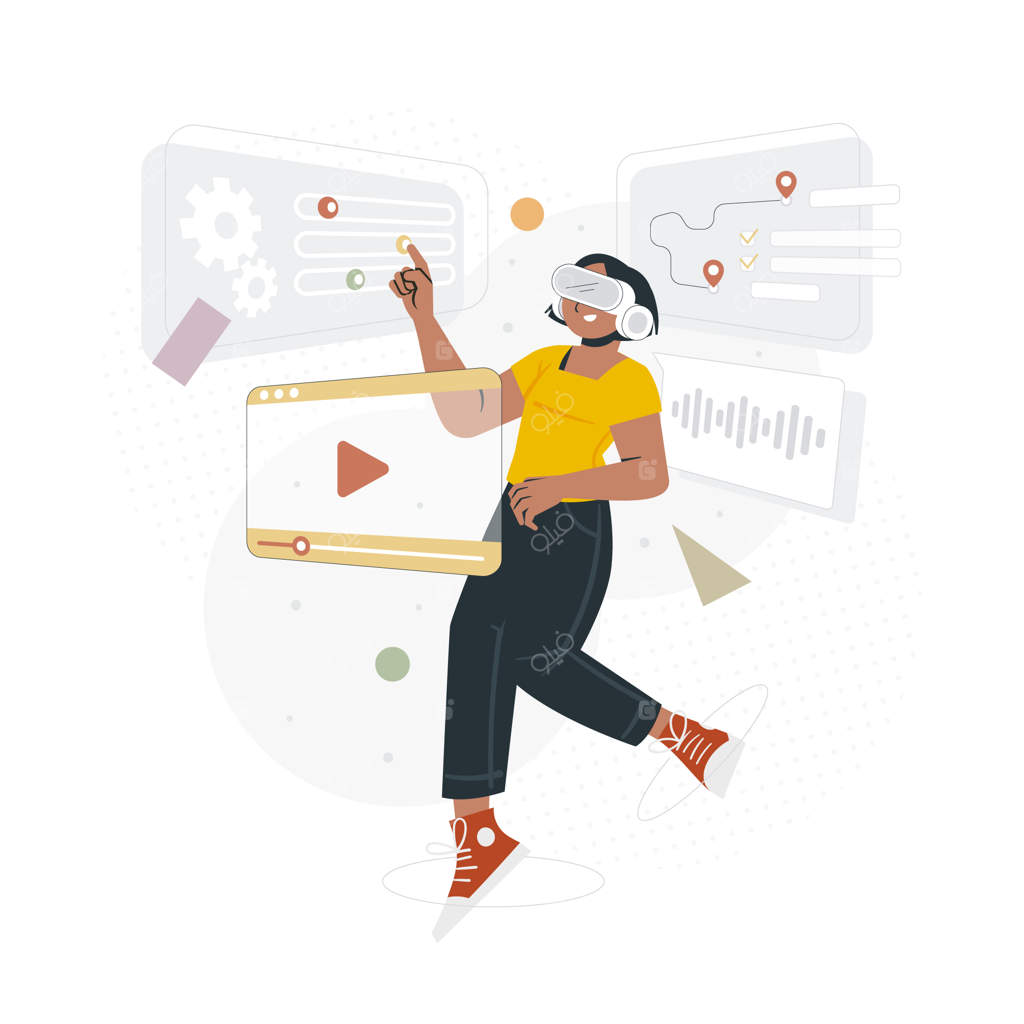 تصویرسازی متاورس با طراحی تخت و دست‌نقاشی شده