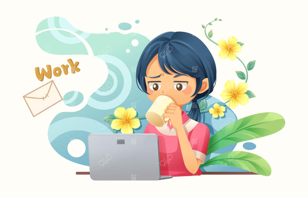 طراح گرافیک زن مشغول کار با لپ‌تاپ