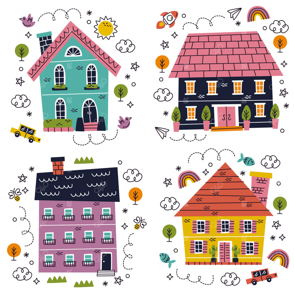 تصویرسازی خانه به سبک کارتونی