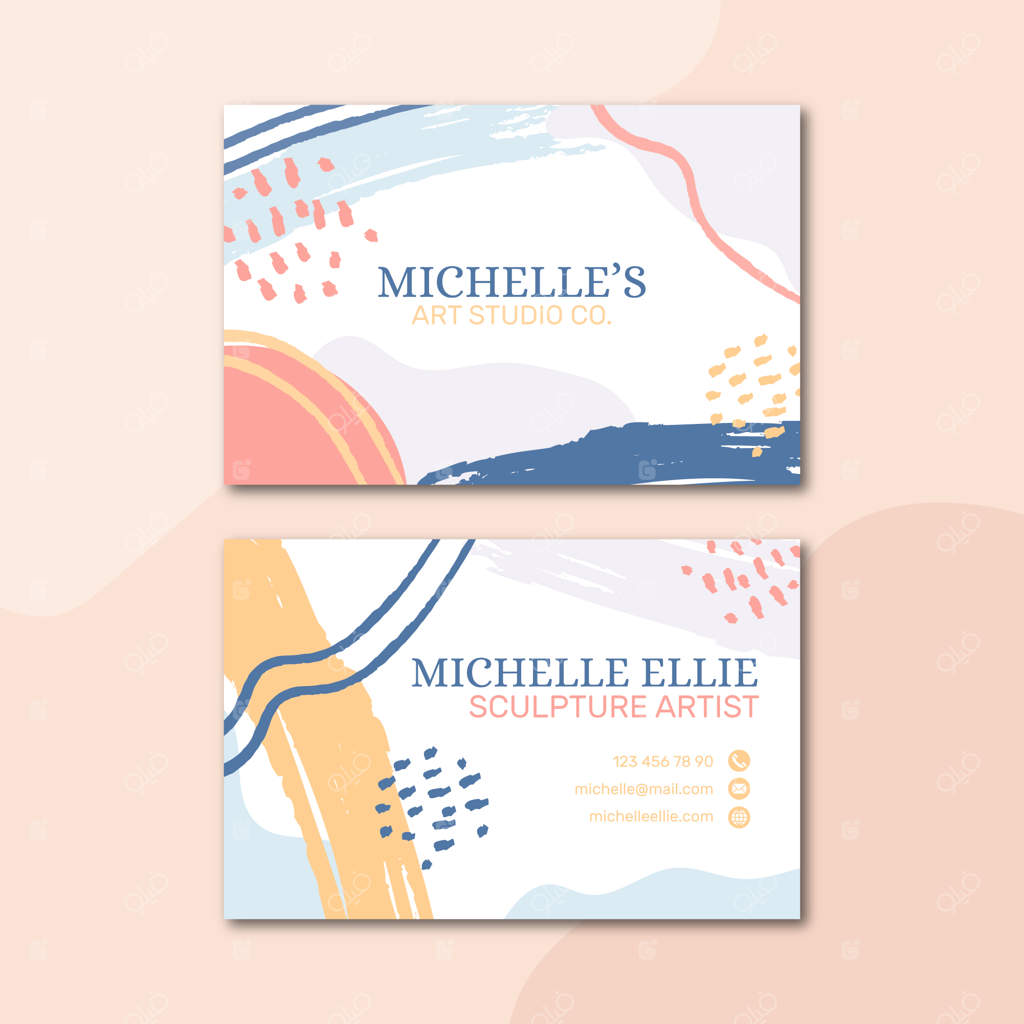 قالب کارت ویزیت با رنگ‌های پاستلی به سبک ممفیس