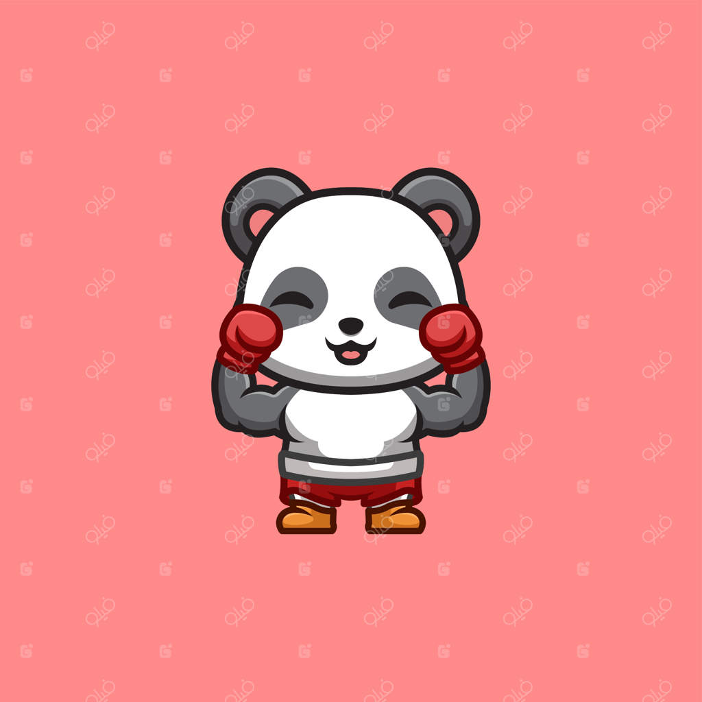 لوگوی بامزه و خلاقانه پاندا بوکسور کارتونی