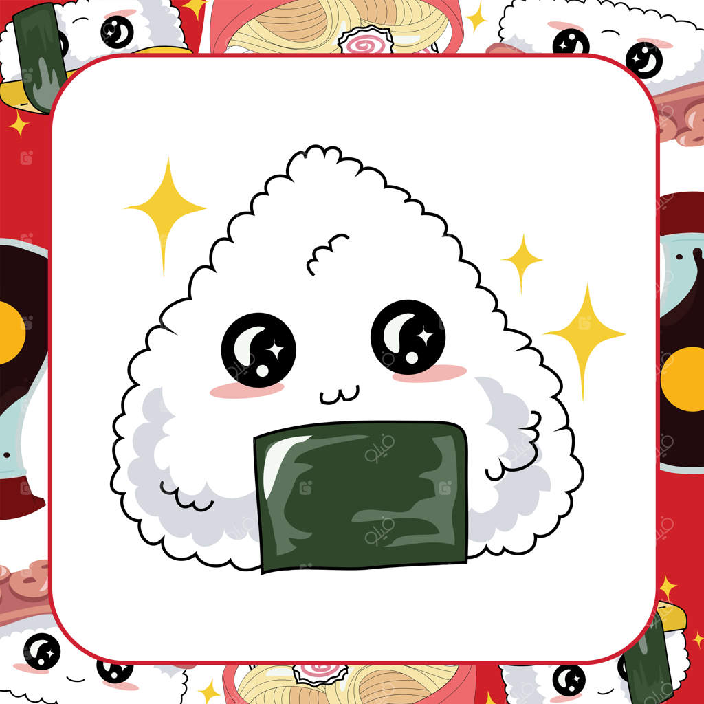 کارت فلش سوشی بامزه برای کودکان - ترویج غذای سنتی ژاپنی با تصویرسازی وکتور