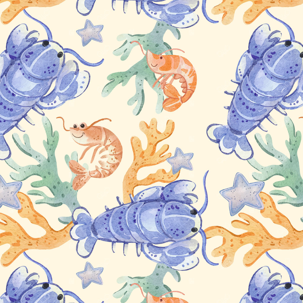 طرح پترن حیوانات دریایی آبرنگی