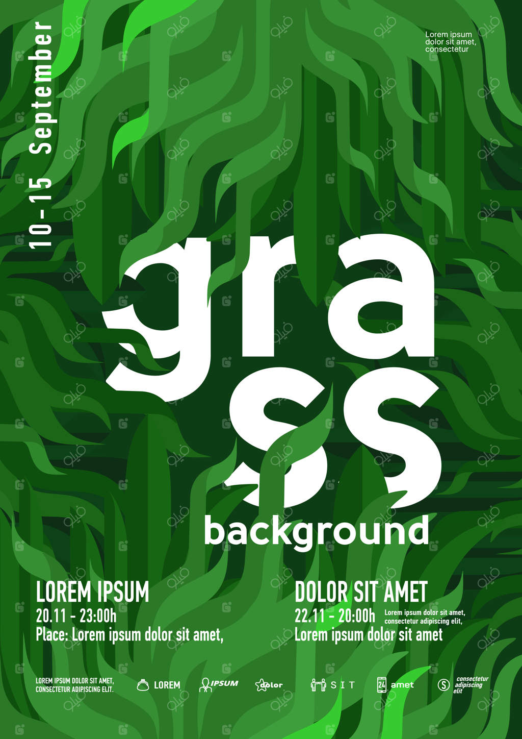 پترن کارت تبریک مدرن با طراحی چمن برای بروشور - تصویرسازی گرافیکی وکتور پس‌زمینه خلاقانه و انتزاعی - پس‌زمینه تابستانی وکتور