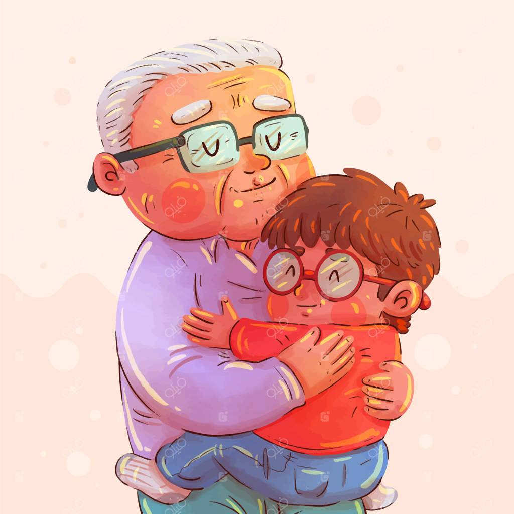 تصویرسازی روز پدربزرگ و مادربزرگ با آبرنگ