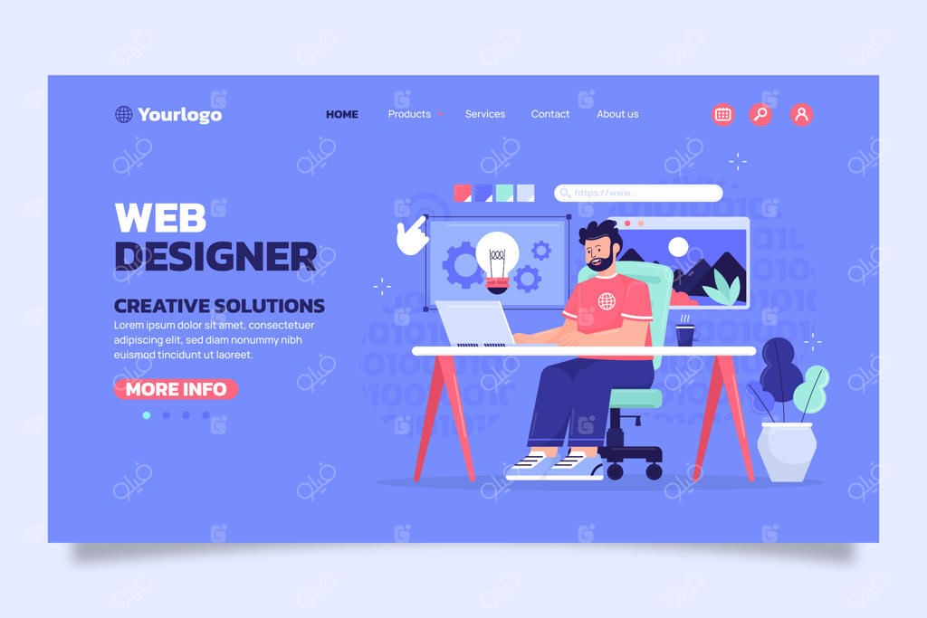 صفحه ورود طراح وب با سبک فلت دیزاین