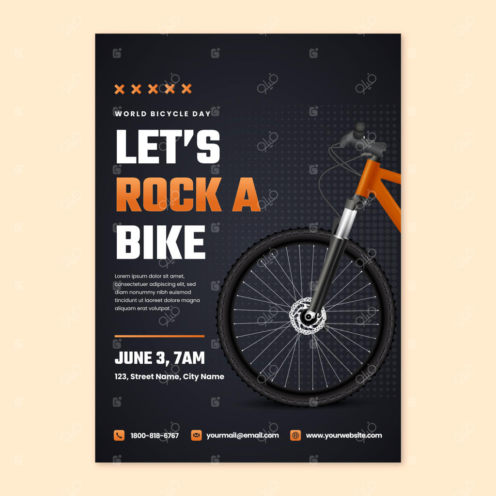 قالب پوستر عمودی برای جشن روز جهانی دوچرخه‌سواری