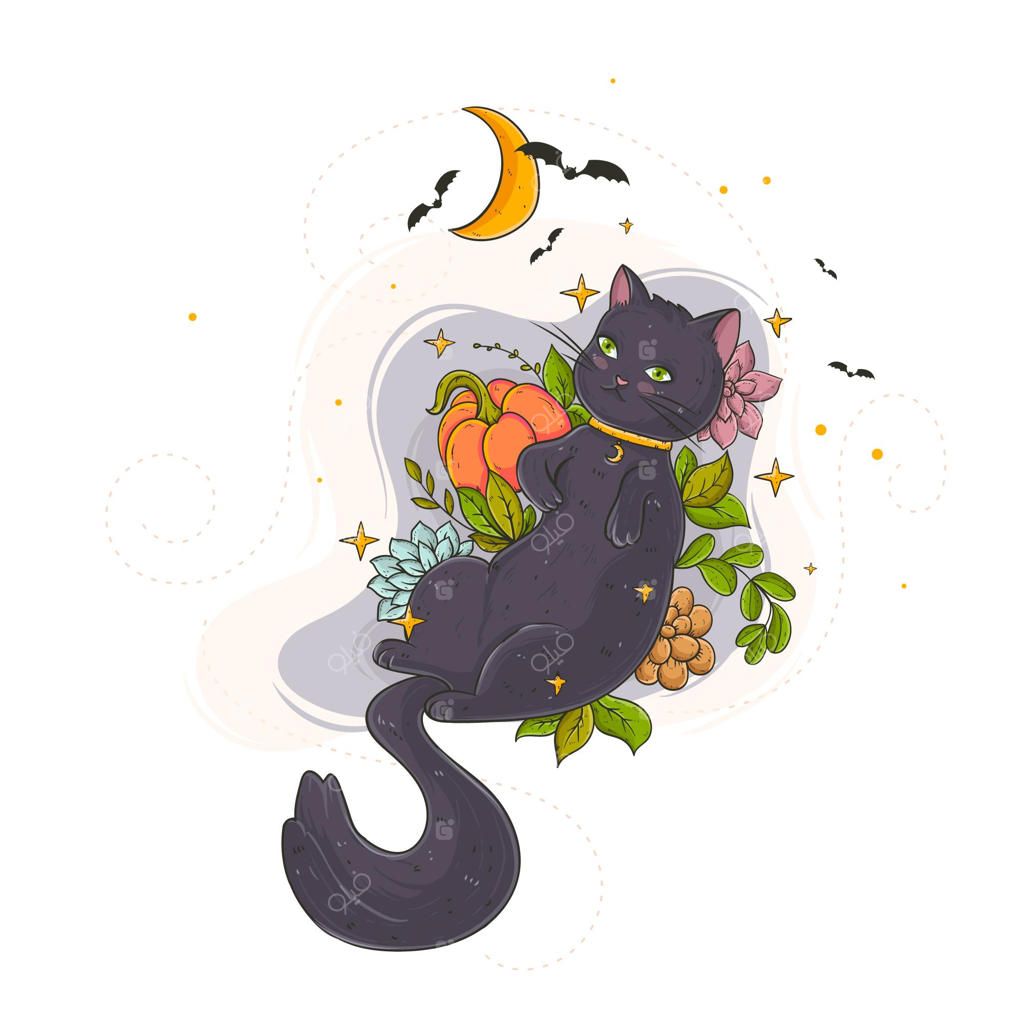 گربه هالووین به سبک طراحی تخت