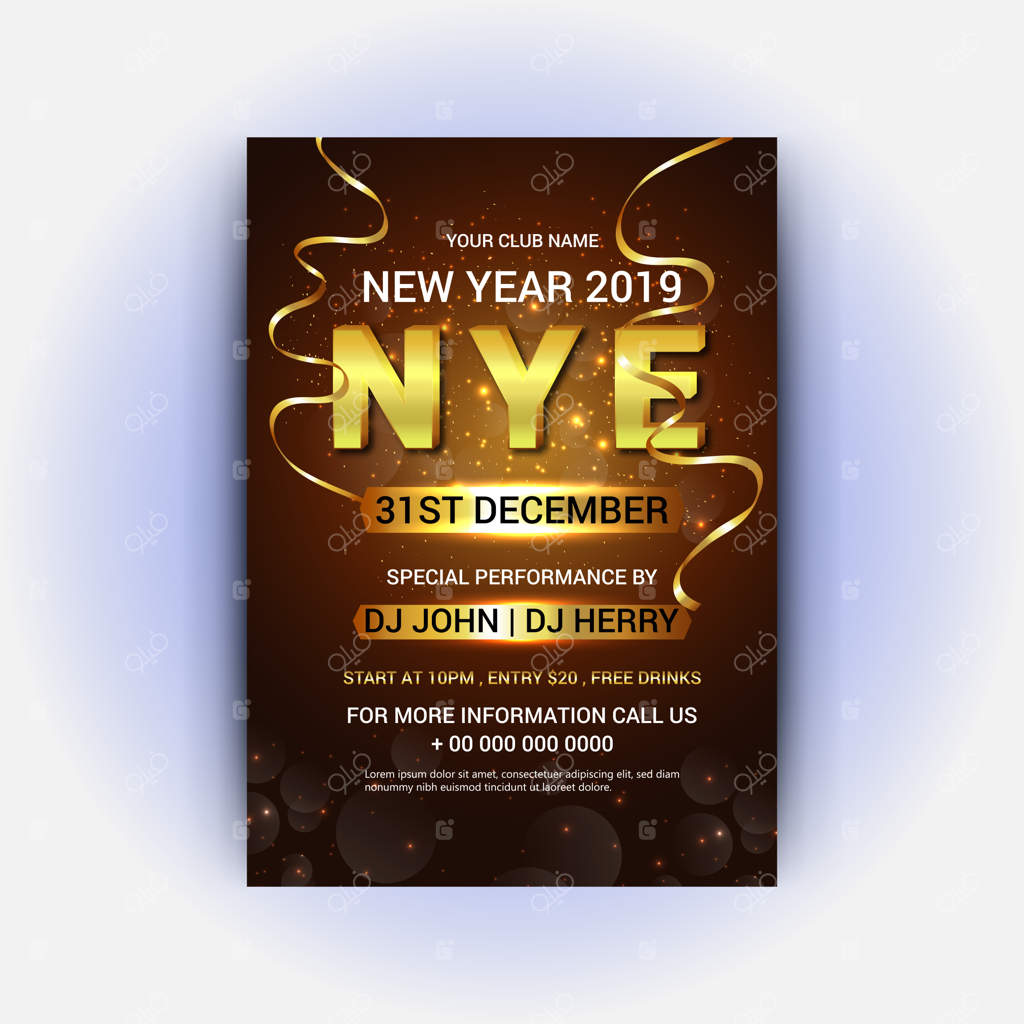 پترن بروشور طلایی و درخشان سال نو ۲۰۱۹