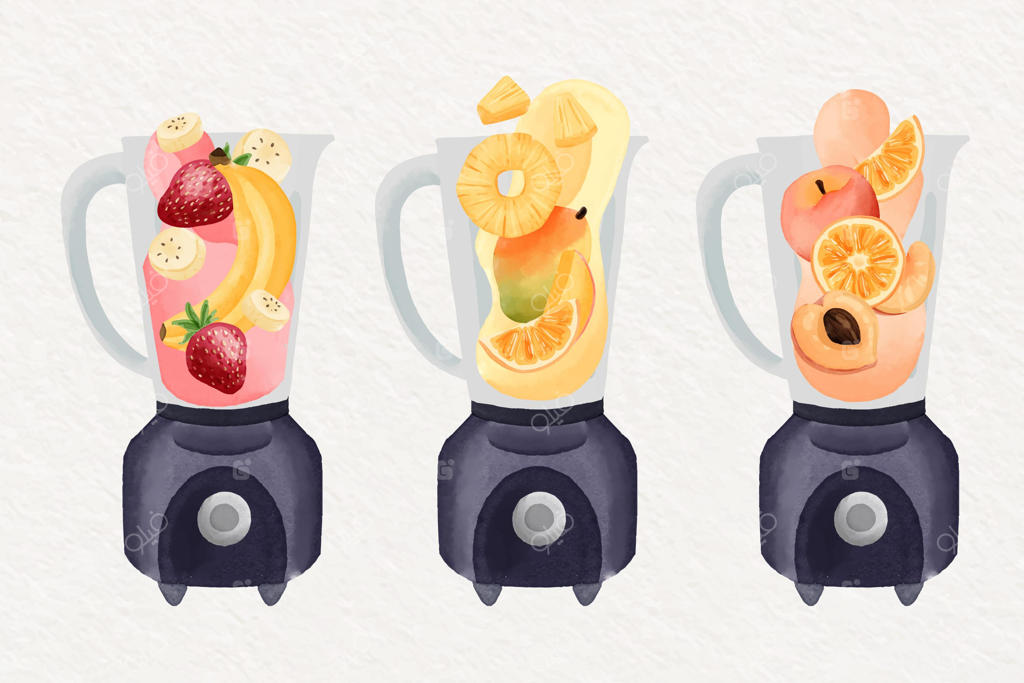 اسموتی‌های آبرنگی دست‌ساز در لیوان مخلوط‌کن