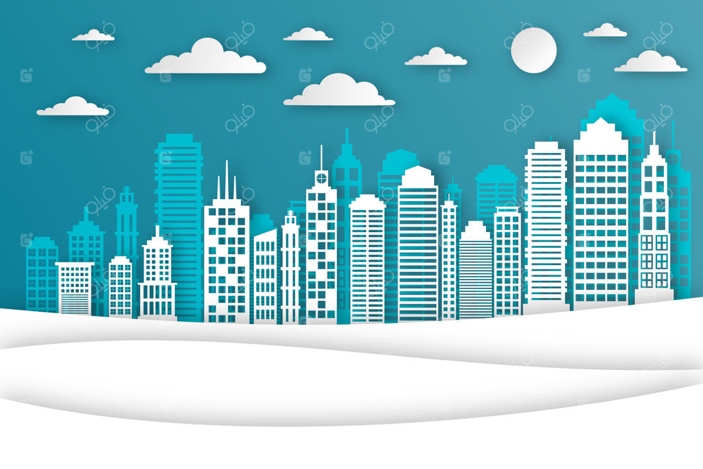 افق نمادهای شهری به سبک کاغذی