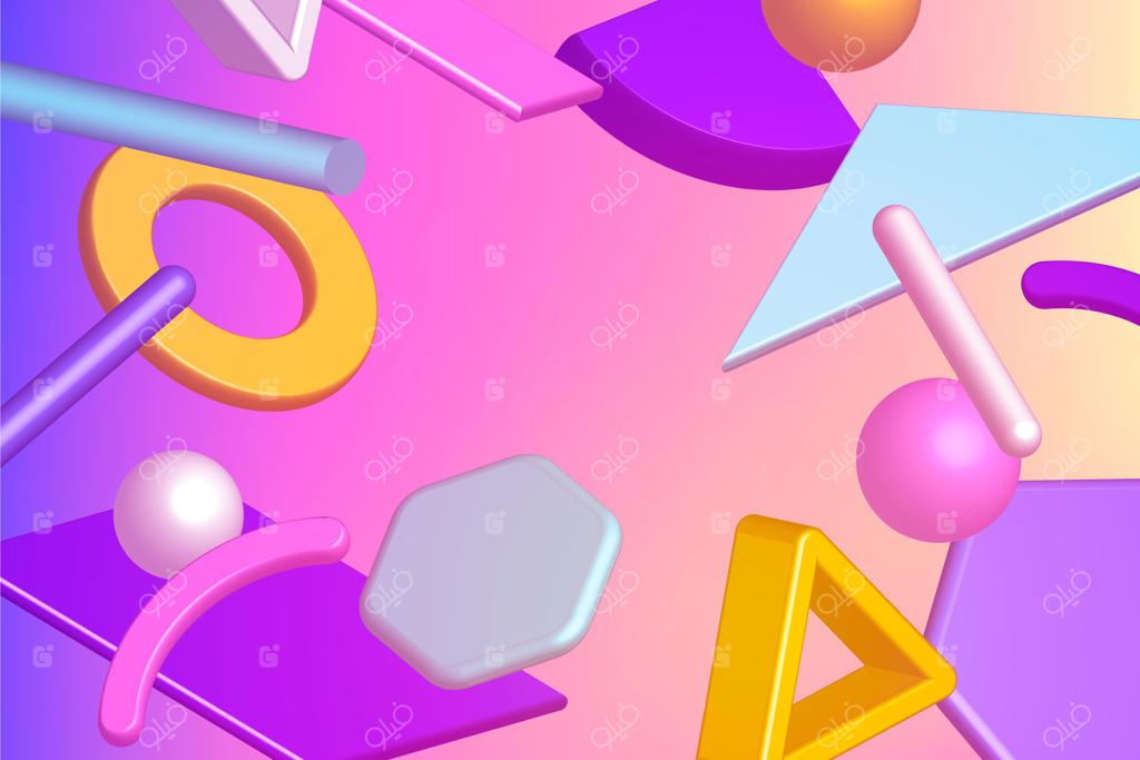 پس‌زمینه اشکال هندسی سه‌بعدی با گرادینت رنگارنگ