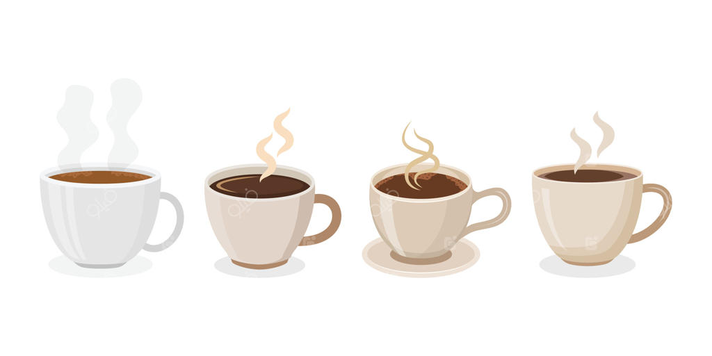 مجموعه آیکون فنجان قهوه یا چای به سبک تخت. تصویر نوشیدنی داغ در پس‌زمینه‌ی جدا. مفهوم کسب‌وکار نشانگر ماگ.