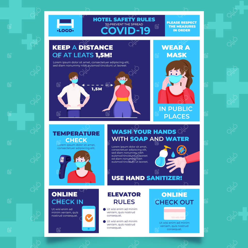 قالب پوستر پیشگیری از کرونا برای هتل‌ها
