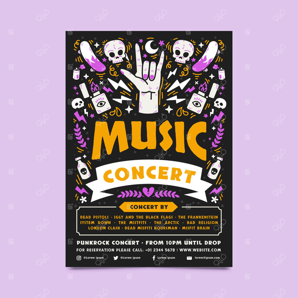 پوستر موزیک گروه با طراحی ساده و تخت