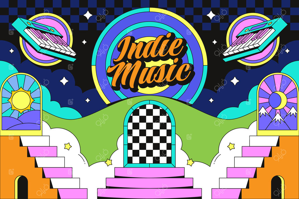 تصویرسازی موسیقی ایندی با دست کشیده شده