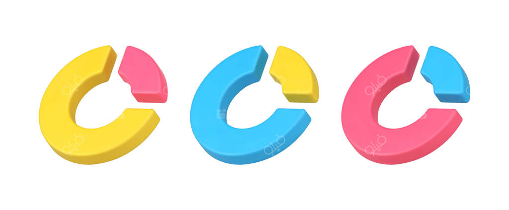 نمودار دایره‌ای چندرنگ ایزومتریک برای تحلیل سود و درآمد اقتصادی مالی - آیکون وکتور