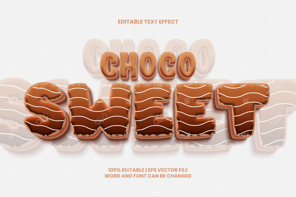 متن قابل ویرایش به سبک کارتونی سه‌بعدی: شکلات شیرین