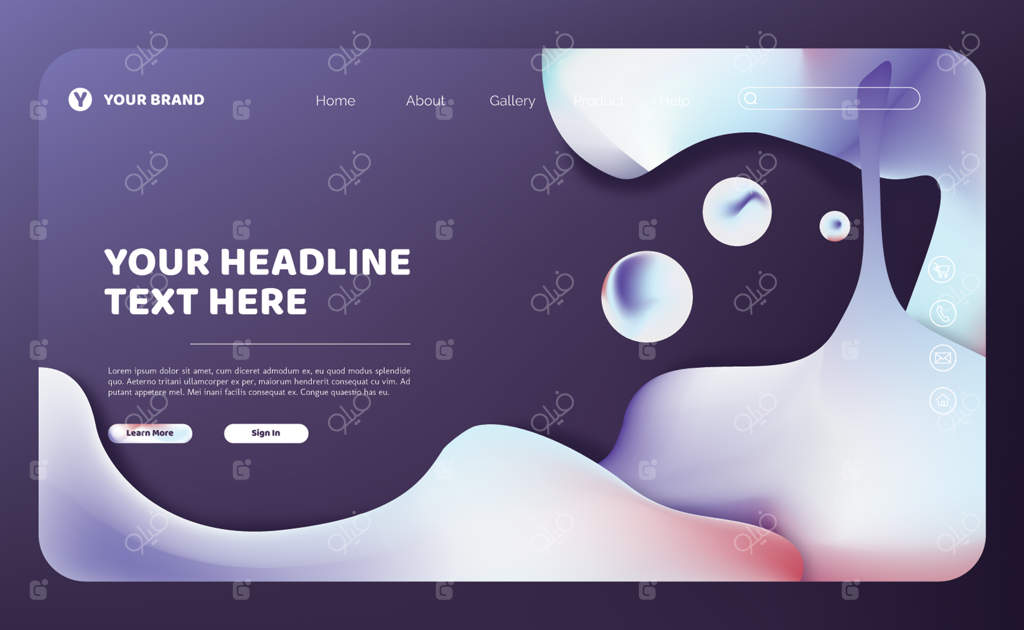 قالب صفحه فرود با طراحی انتزاعی و روان