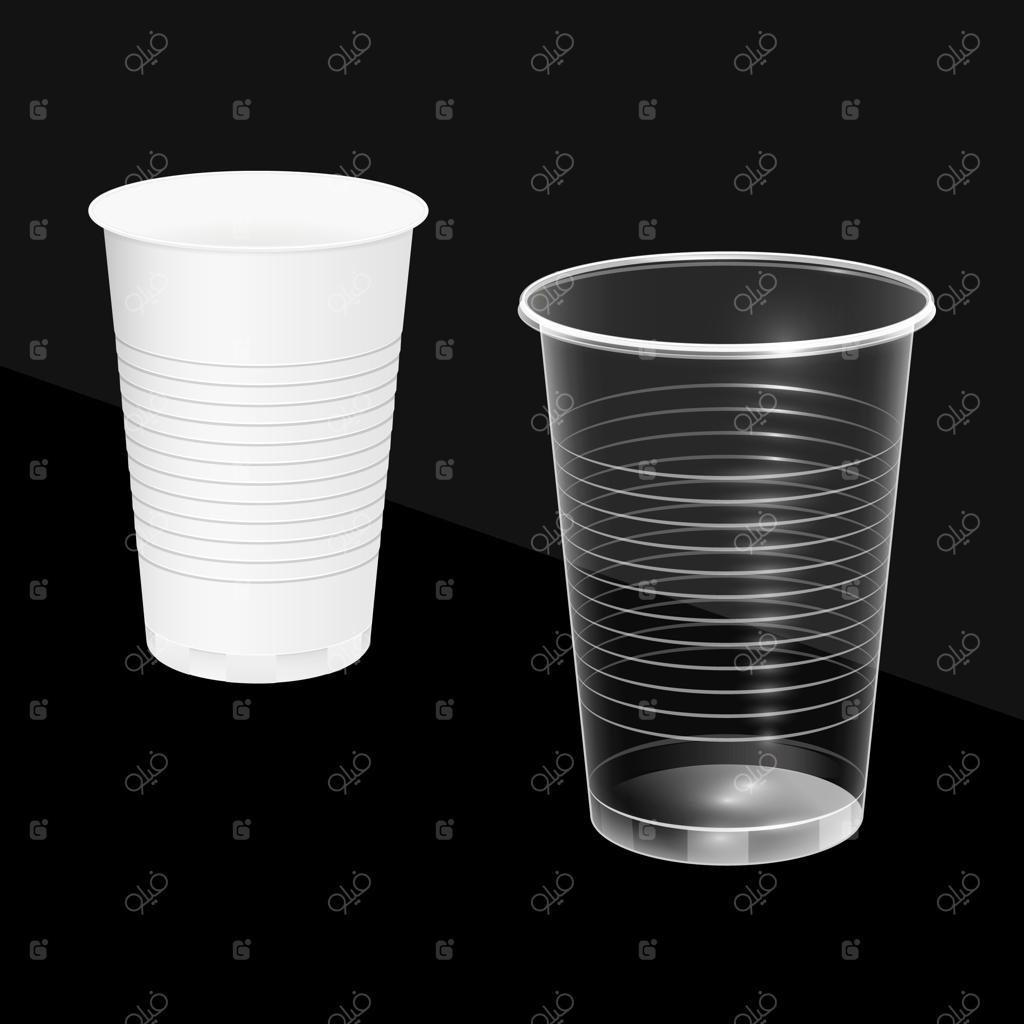 لیوان‌های یک‌بار مصرف، سفید و شفاف.