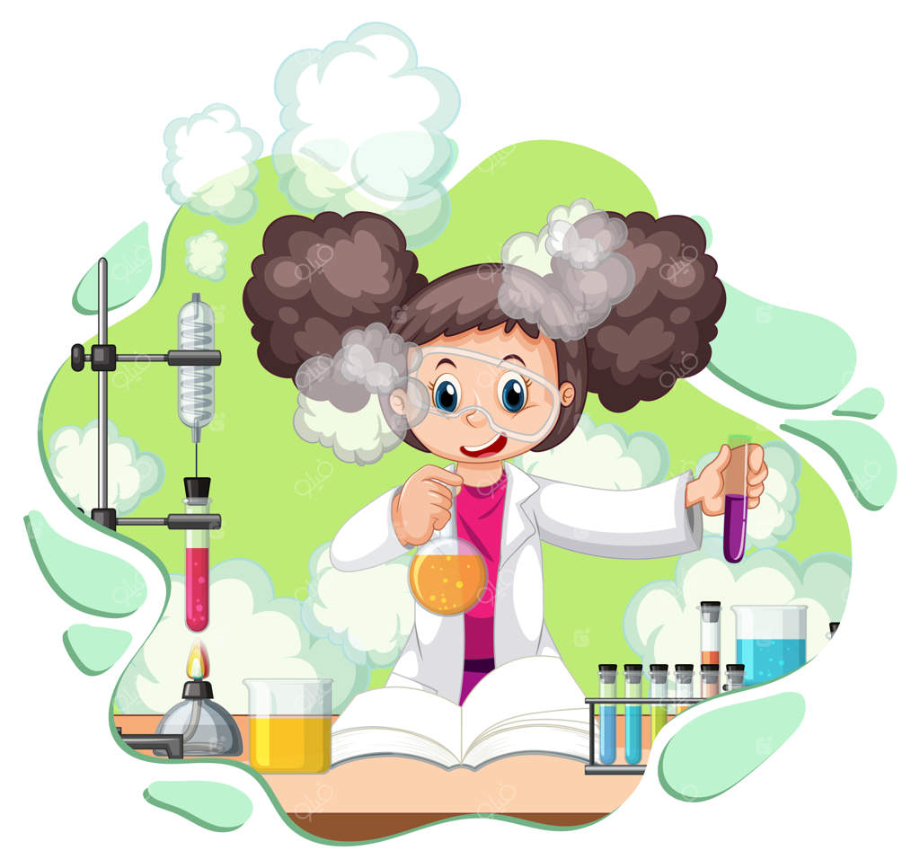 آزمایش یک دانشمند در آزمایشگاه با زمینه سفید