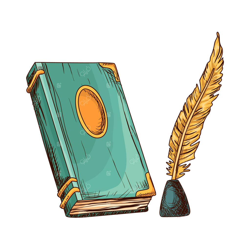 کتاب قدیمی و بسته، و پر در دوات: مفهوم آموزش و خرد - آیکون وکتور برای طراحی تم آموزش و ادبیات - تصویرسازی کتاب قدیمی