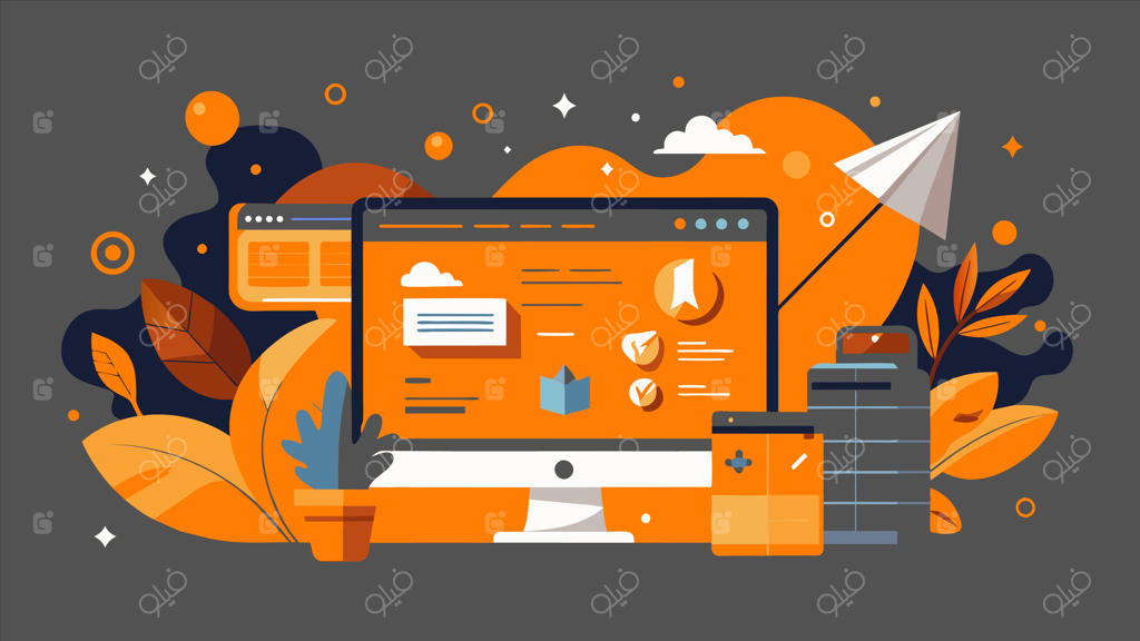 صفحه نمایش کامپیوتر با منظره‌ای کوهستانی و کوهی در پس‌زمینه