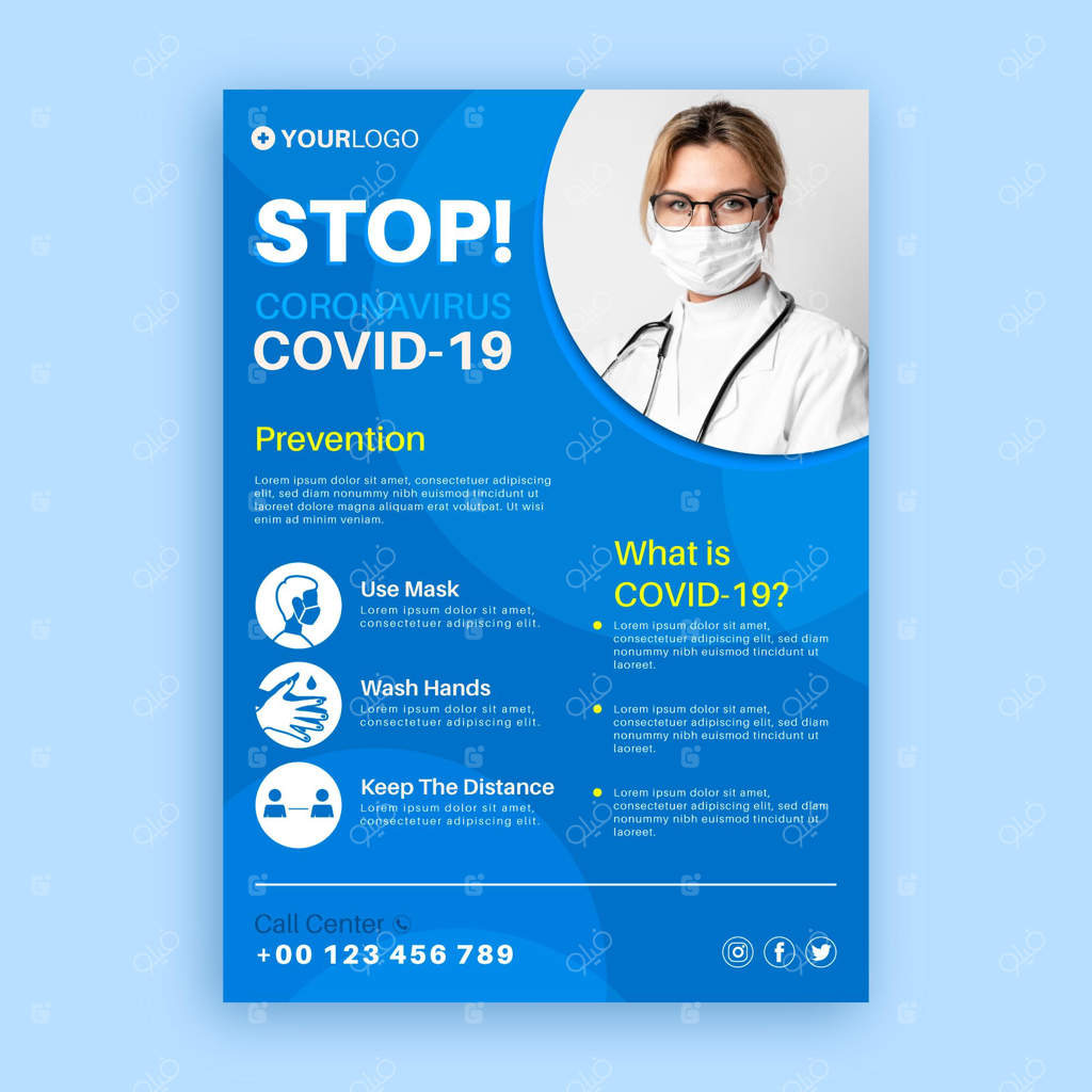 قالب پوستر آموزشی ویروس کرونا