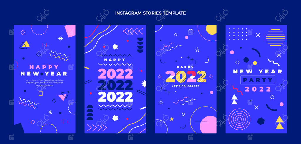 مجموعه استوری‌های اینستاگرام سال نو با طرح ساده