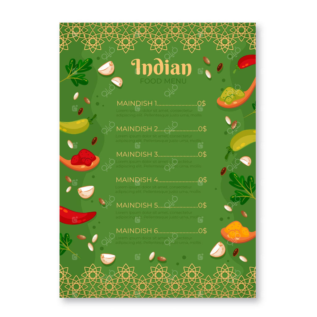 قالب منوی سنتی هندی