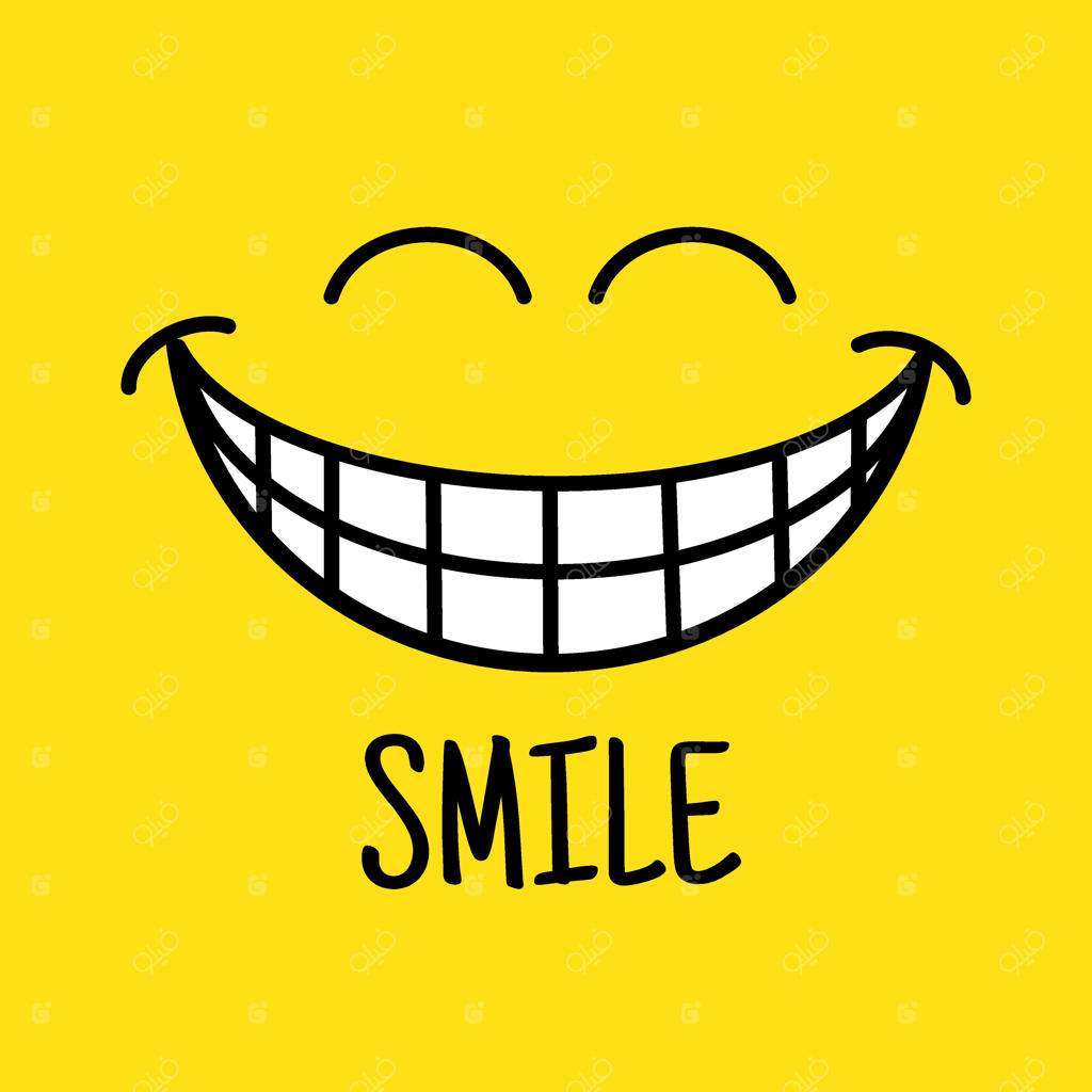 طراحی قالب آیکون لبخند: لوگوی وکتور ایموجی خندان با زمینه زرد و سبک خطی چهره