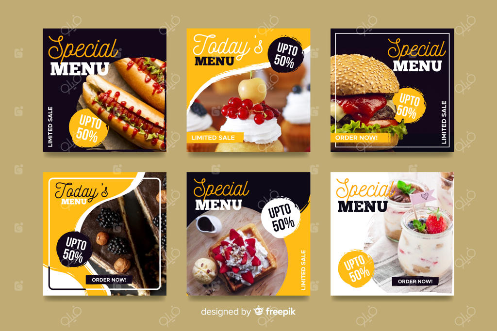 مجموعه‌ای از پست‌های اینستاگرامی آشپزی همراه با عکس