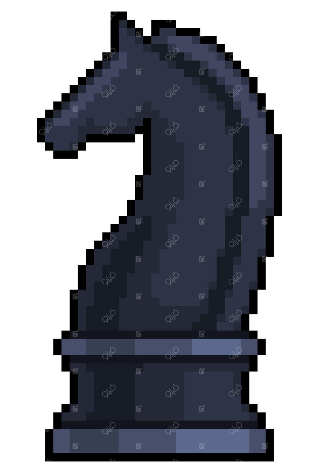 مهره شطرنج اسب به سبک پیکسل آرت برای بازی ۸ بیتی با زمینه سفید