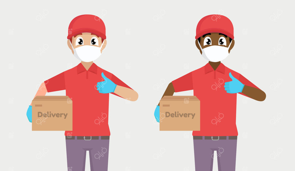 کارمند پیک با جعبه مقوایی خالی