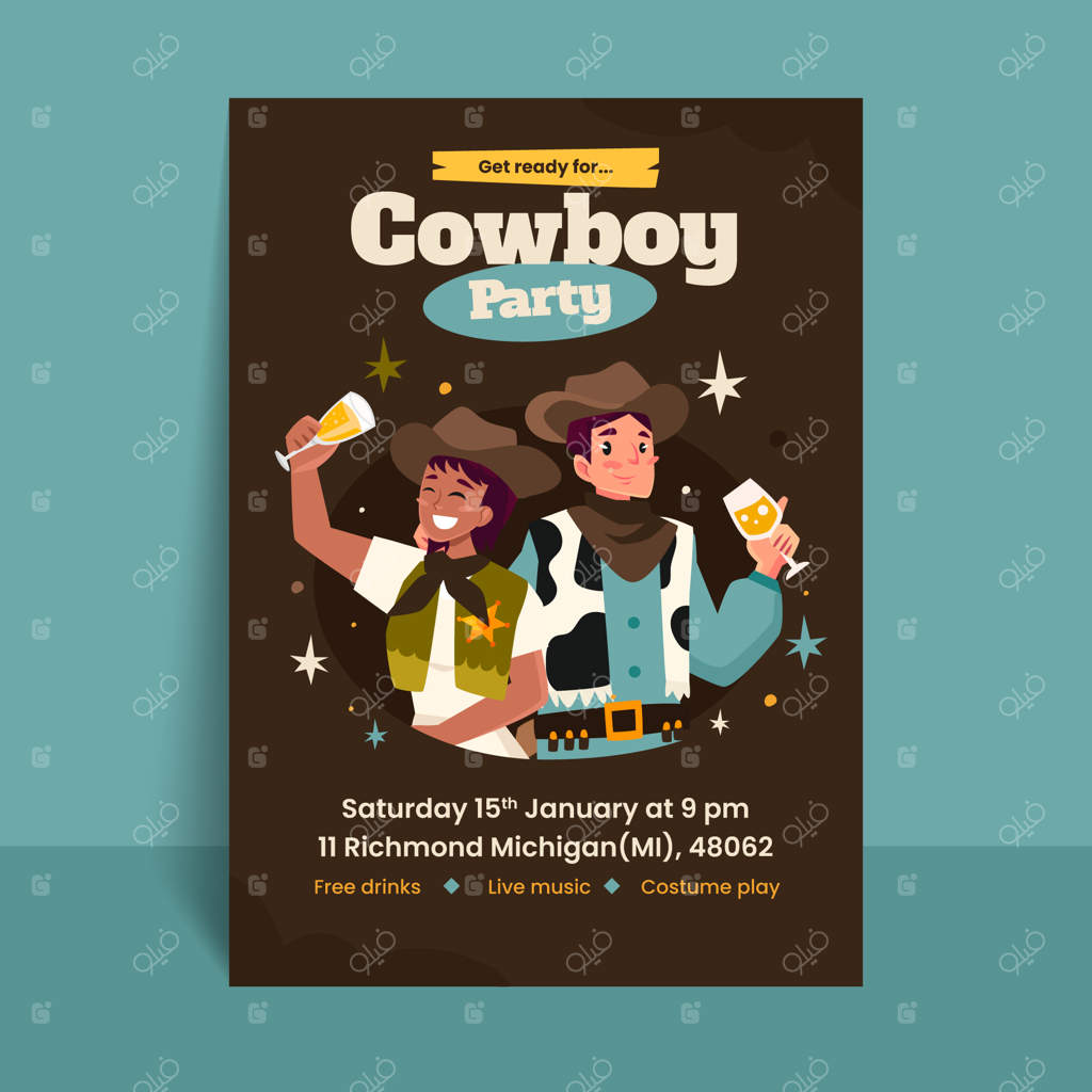 پوستر دستی مهمانی کابوی