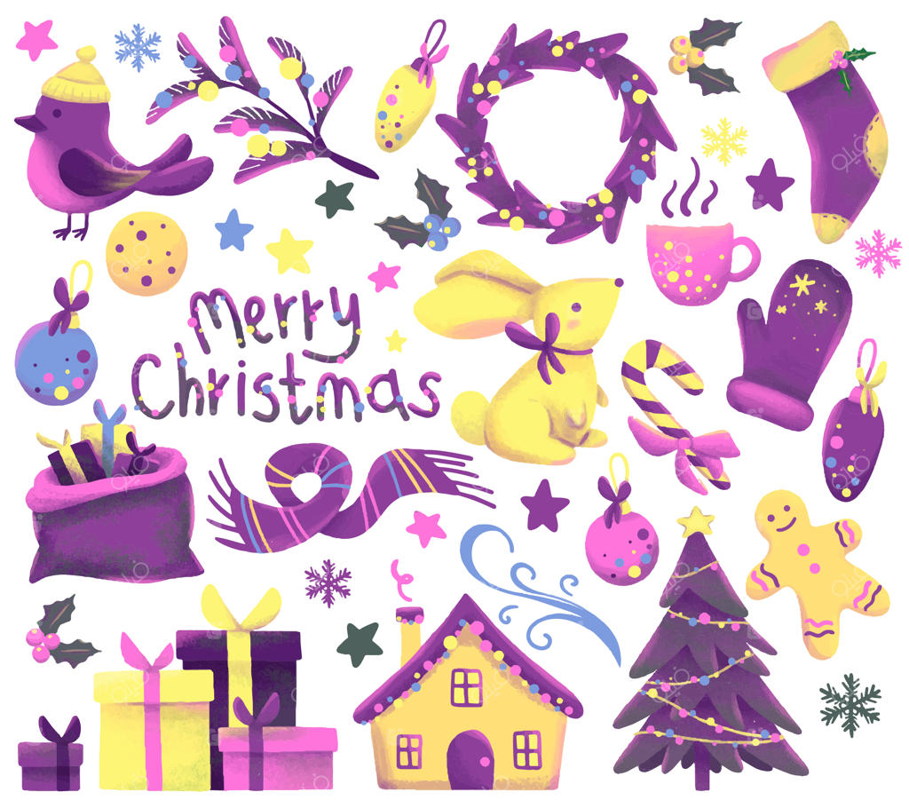 نمادهای کریسمس بنفش.