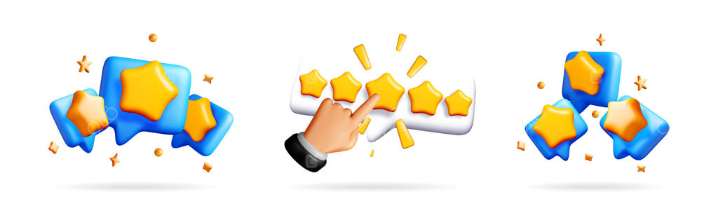 دست سه‌بعدی در حال لمس ستاره برای بررسی مشتری