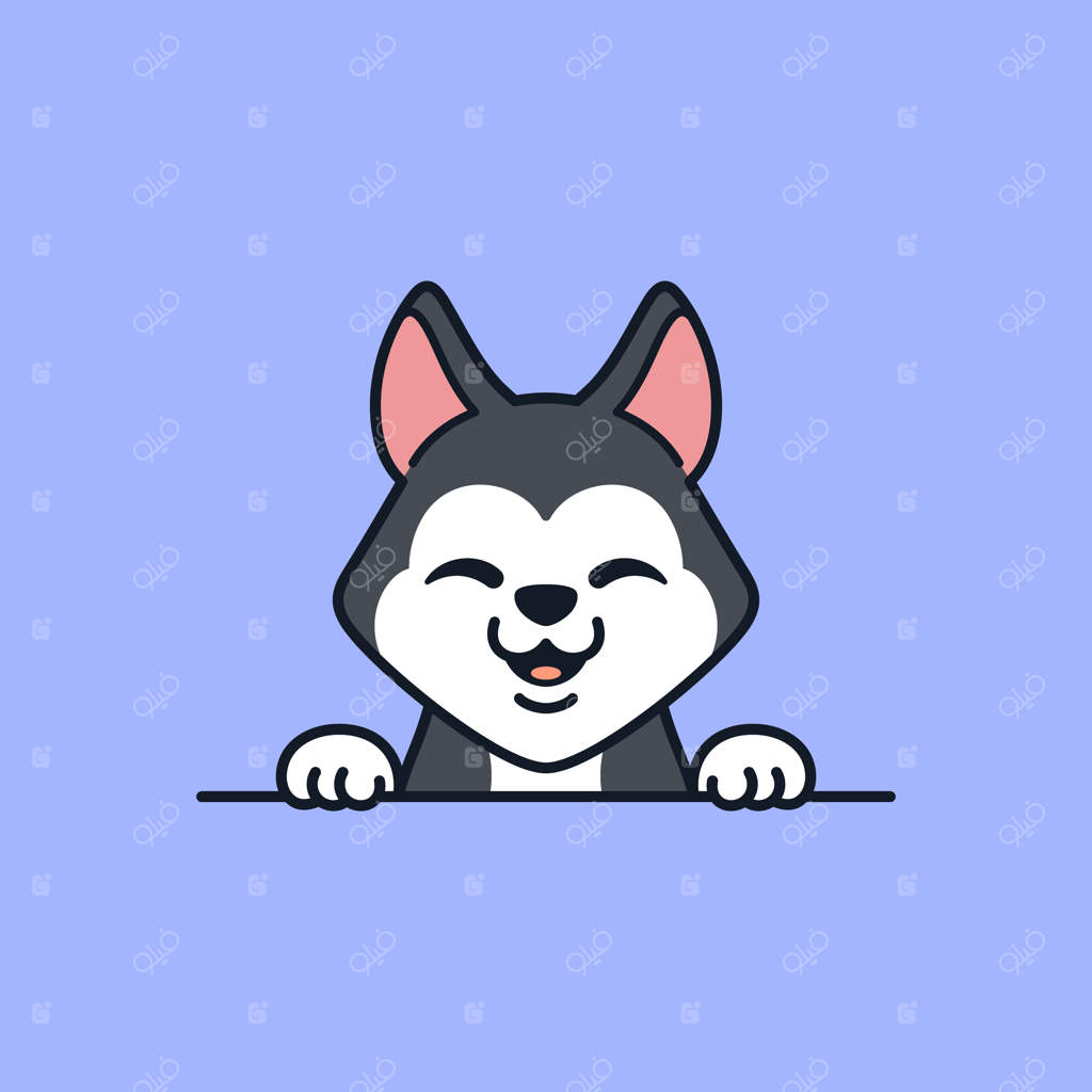 تصویر وکتور بامزه هاسکی سیبریایی در حال نگاه کردن