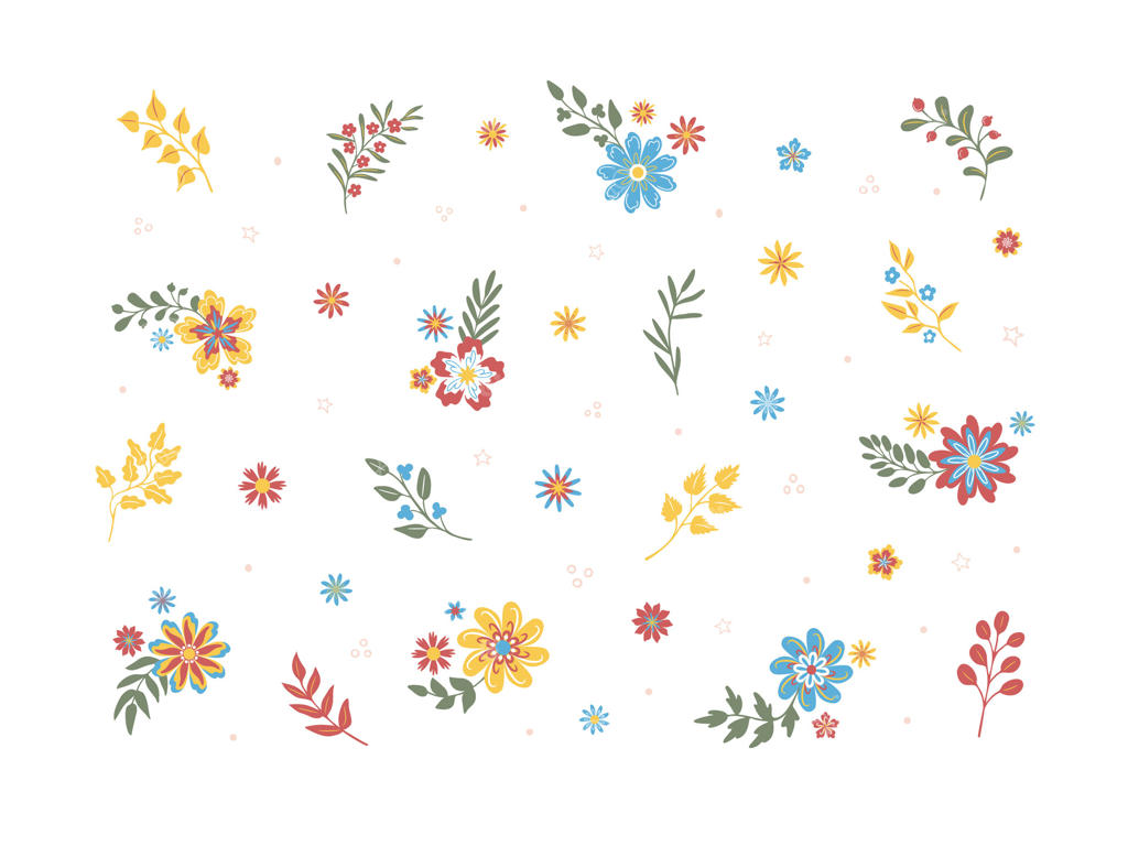 گل‌ها و برگ‌ها در رنگ‌های پاییزی و نوستالژیک